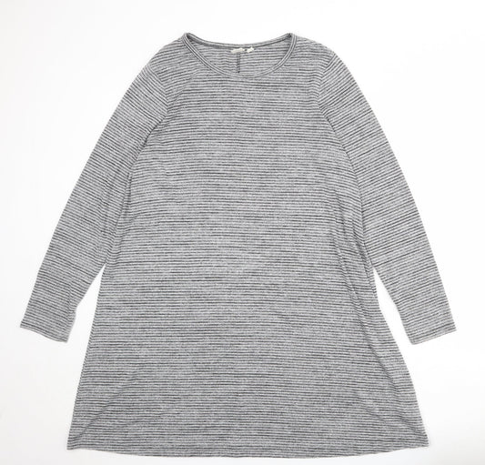 Gap Womens Grey Striped Polyester Jumper Dress Size XL Round Neck Pullover