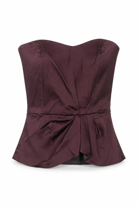 Front view of French Connection women’s purple viscose cropped tank, size UK 8, sweetheart