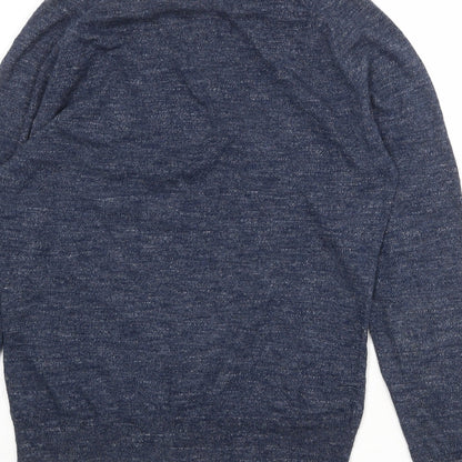 Howick Mens Blue Round Neck Cotton Pullover Jumper Size M Long Sleeve