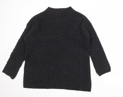 Marks and Spencer Womens Grey Mock Neck Acrylic Pullover Jumper Size S