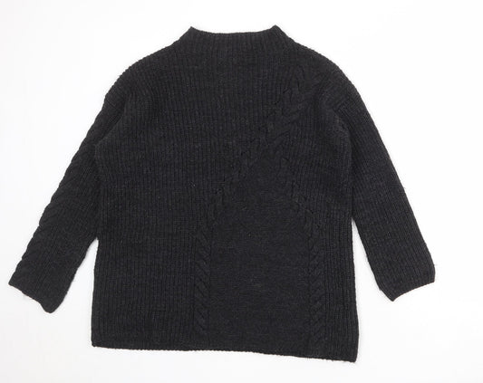 Marks and Spencer Womens Grey Mock Neck Acrylic Pullover Jumper Size S