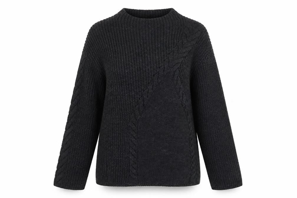 Marks and Spencer Womens Grey Mock Neck Acrylic Pullover Jumper Size S