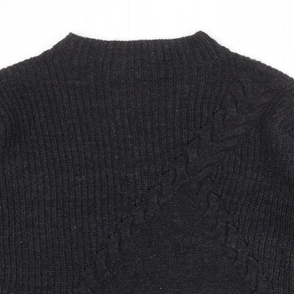 Marks and Spencer Womens Grey Mock Neck Acrylic Pullover Jumper Size S