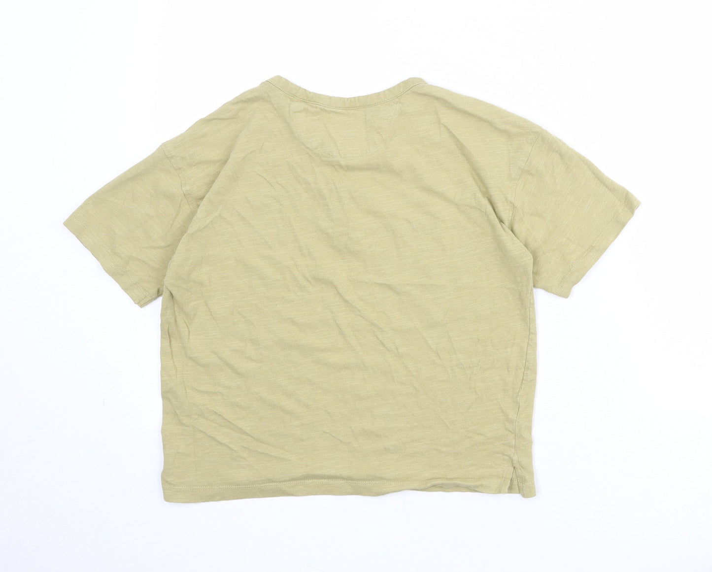 Zara Boys Brown 100% Cotton Basic T-Shirt Size 9-10 Years Round Neck Button