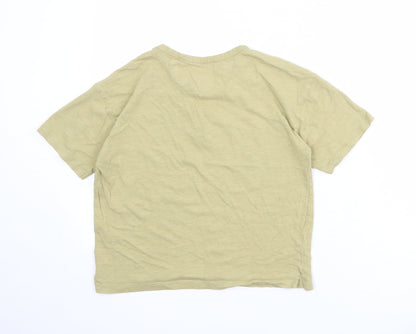 Zara Boys Brown 100% Cotton Basic T-Shirt Size 9-10 Years Round Neck Button