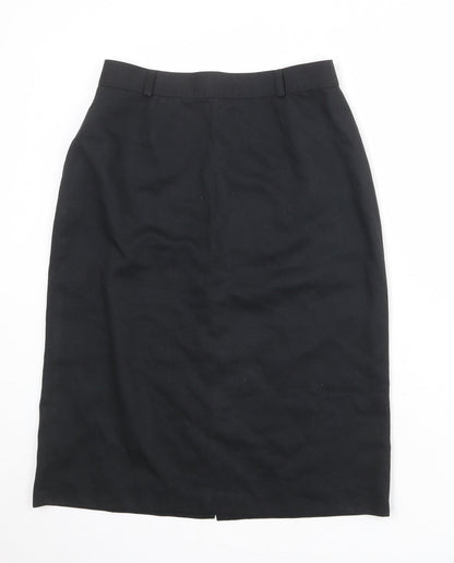 C&A Womens Black Polyester Straight & Pencil Skirt Size 14 Zip