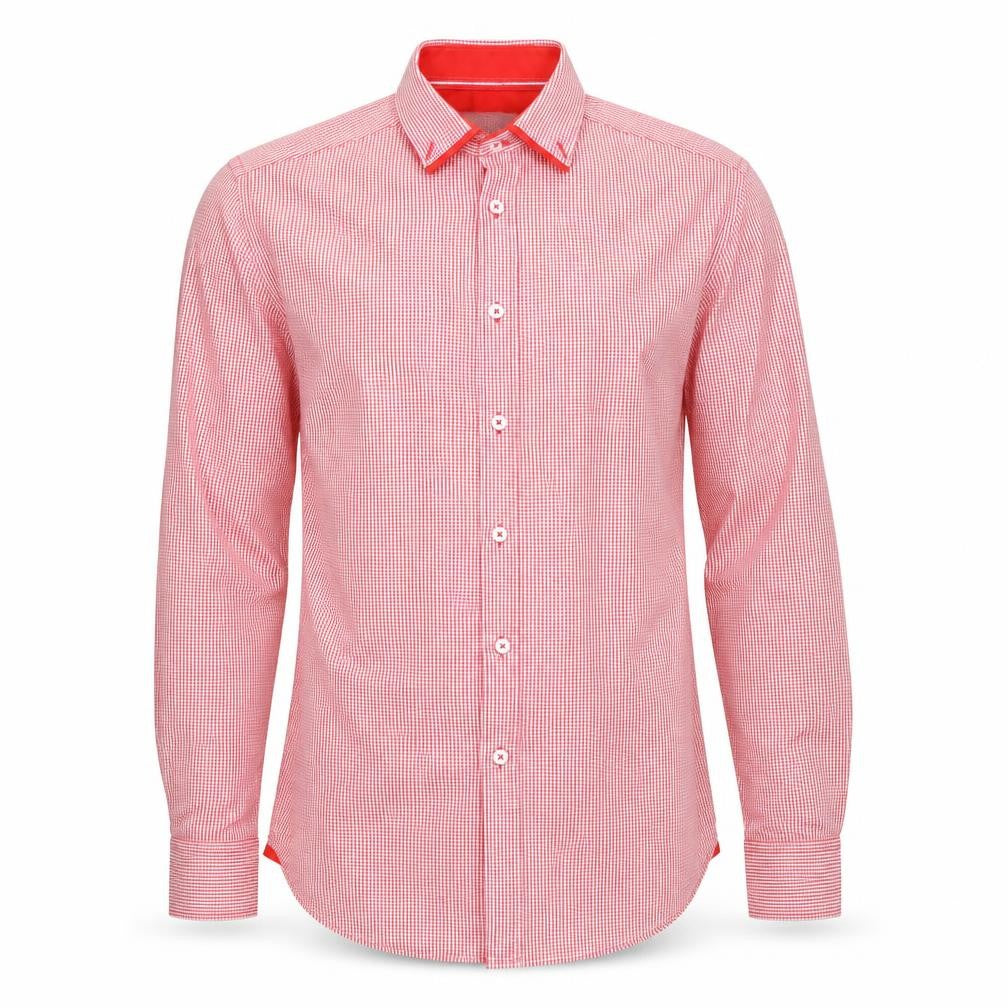 Mens UK Size S Man At LA Red  Button-Up Long Sleeve Casual Shirt