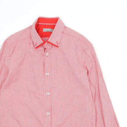 Mens UK Size S Man At LA Red  Button-Up Long Sleeve Casual Shirt