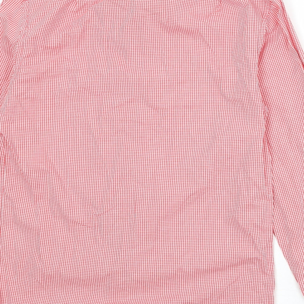 Mens UK Size S Man At LA Red  Button-Up Long Sleeve Casual Shirt
