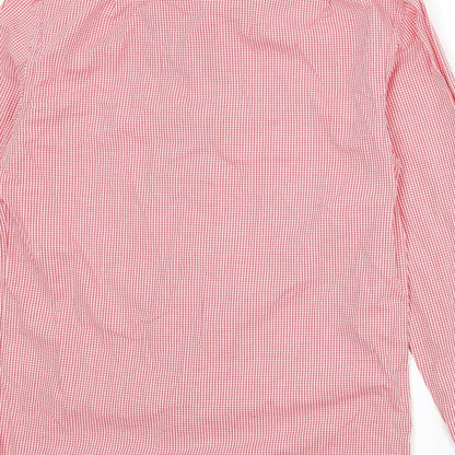 Mens UK Size S Man At LA Red  Button-Up Long Sleeve Casual Shirt