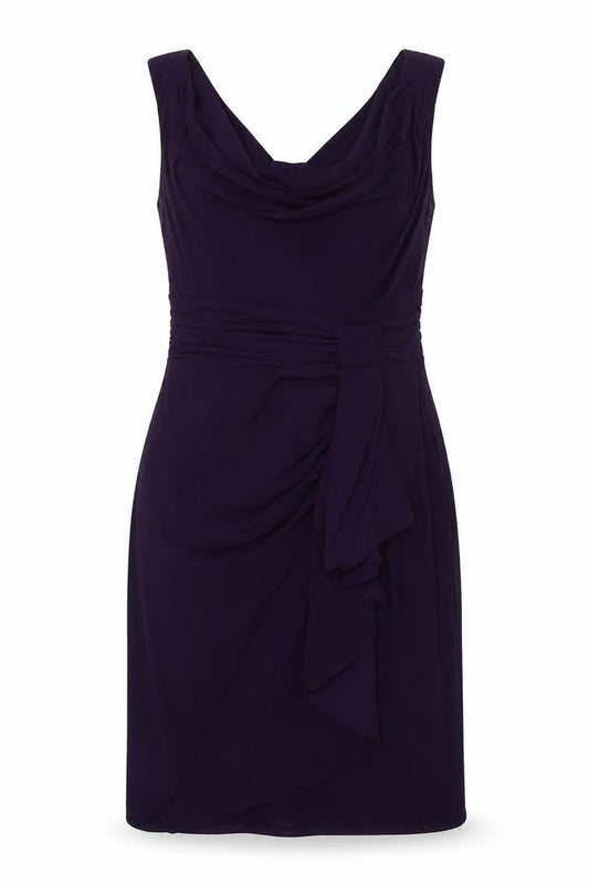 Scarlett Nite Womens Purple Polyester A-Line Size 10 Cowl Neck Zip