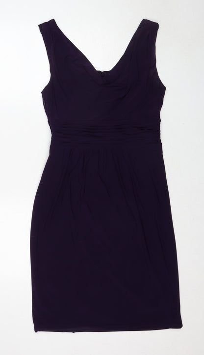 Scarlett Nite Womens Purple Polyester A-Line Size 10 Cowl Neck Zip