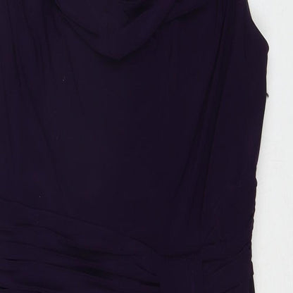 Scarlett Nite Womens Purple Polyester A-Line Size 10 Cowl Neck Zip