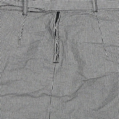 H&M Womens Grey Geometric Cotton A-Line Skirt Size 8 Zip - Houndstooth Pattern Belted