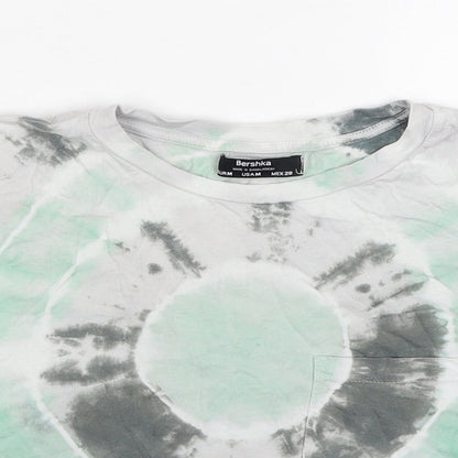 Womens UK Size M Bershka Green Cropped T-Shirt
