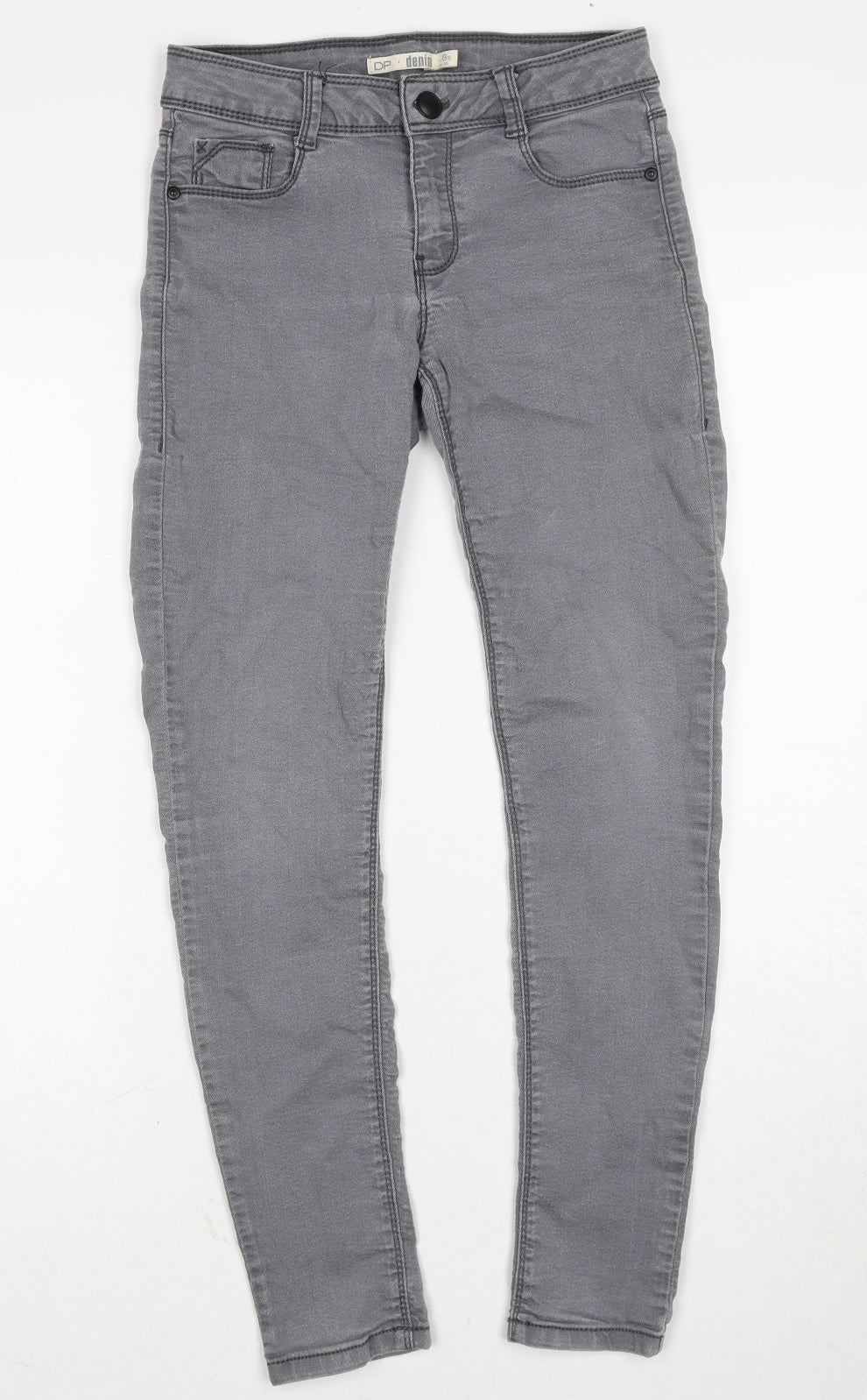 Dorothy Perkins Womens Grey Cotton Skinny Jeans Size 8 Regular Zip
