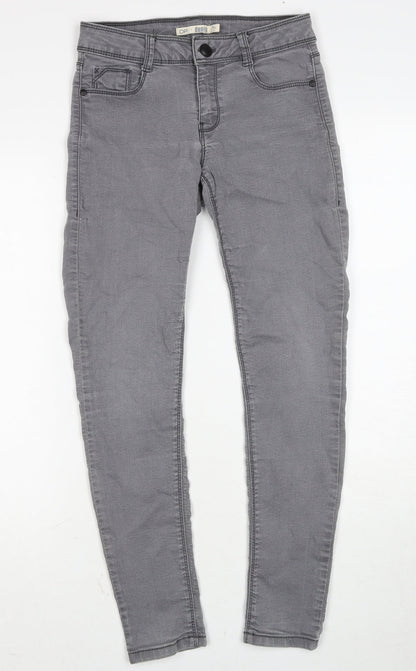 Dorothy Perkins Womens Grey Cotton Skinny Jeans Size 8 Regular Zip