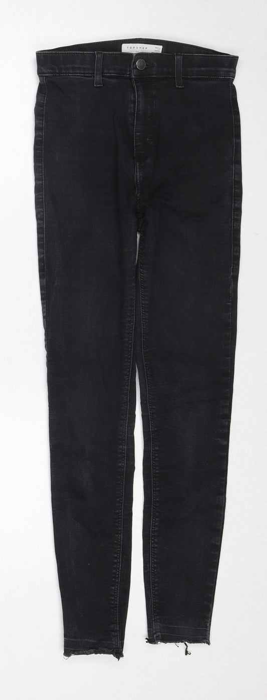 Topshop Womens Black Cotton Skinny Jeans Size 28 L30 in Regular Zip