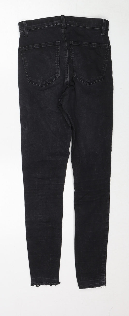 Topshop Womens Black Cotton Skinny Jeans Size 28 L30 in Regular Zip
