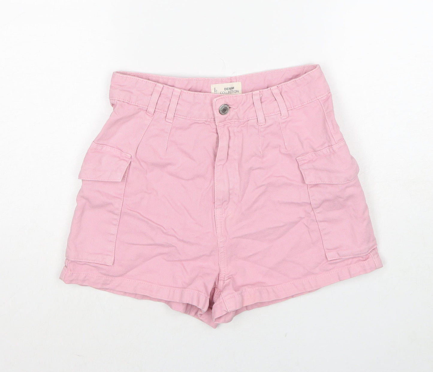 TALLY WEiJL Womens Pink Cotton Cargo Shorts Size 8 Regular Zip