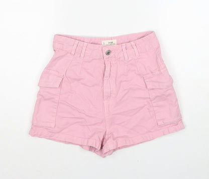 TALLY WEiJL Womens Pink Cotton Cargo Shorts Size 8 Regular Zip