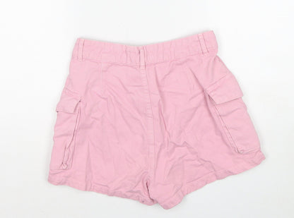 TALLY WEiJL Womens Pink Cotton Cargo Shorts Size 8 Regular Zip