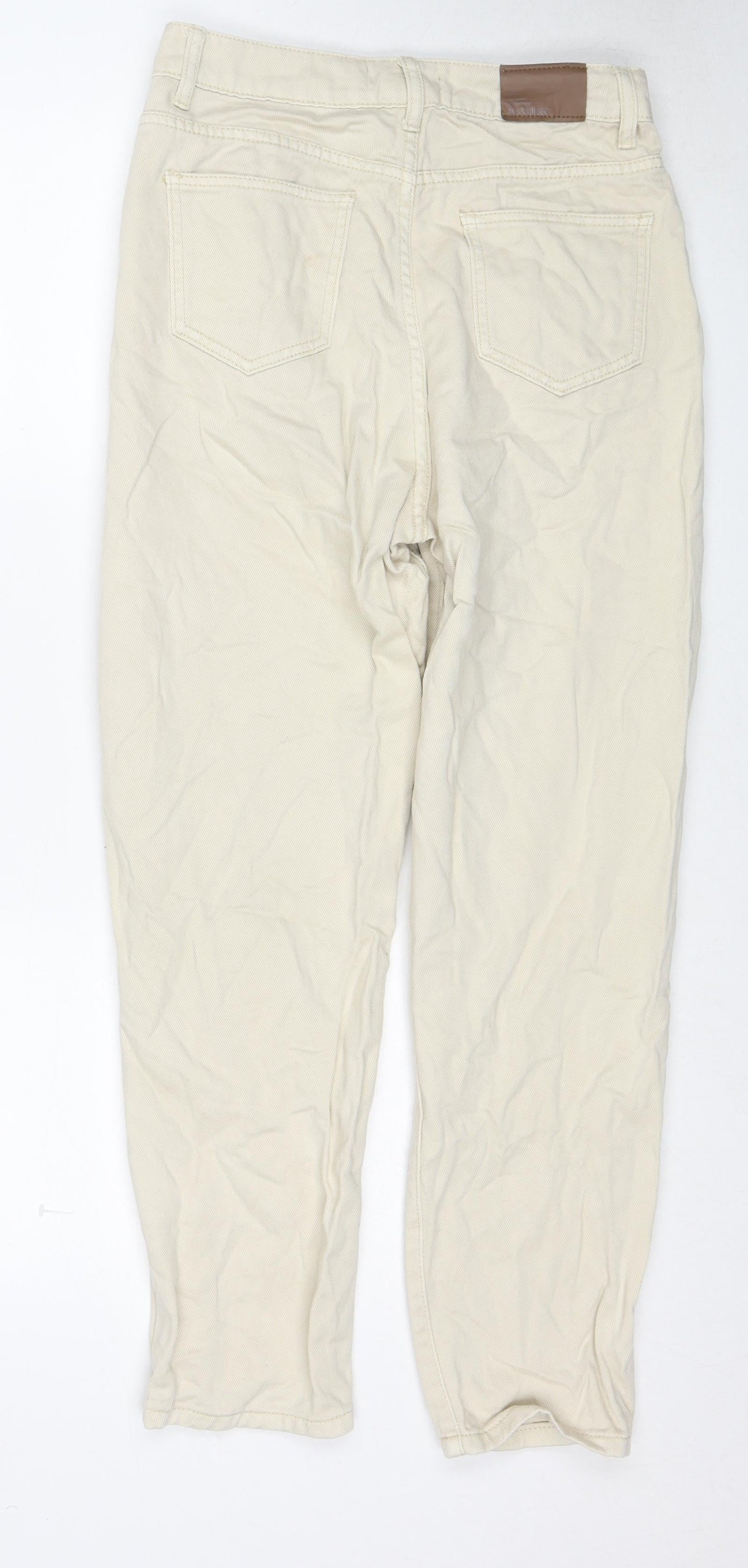 Missguided Womens Beige Cotton Mom Jeans Size 10 Regular Zip
