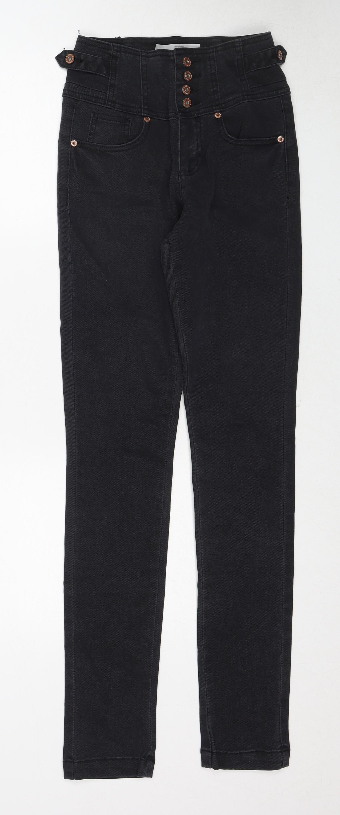 Topshop Womens Black Cotton Skinny Jeans Size 26 in L32 in Regular Zip