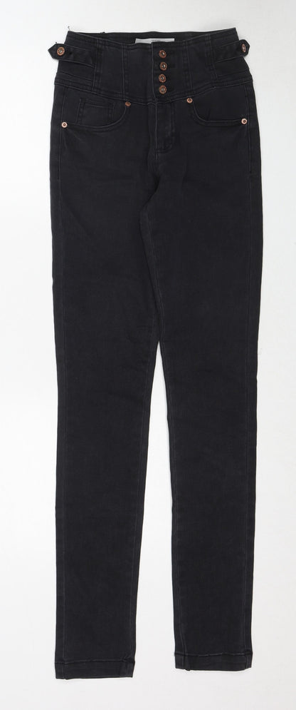 Topshop Womens Black Cotton Skinny Jeans Size 26 in L32 in Regular Zip
