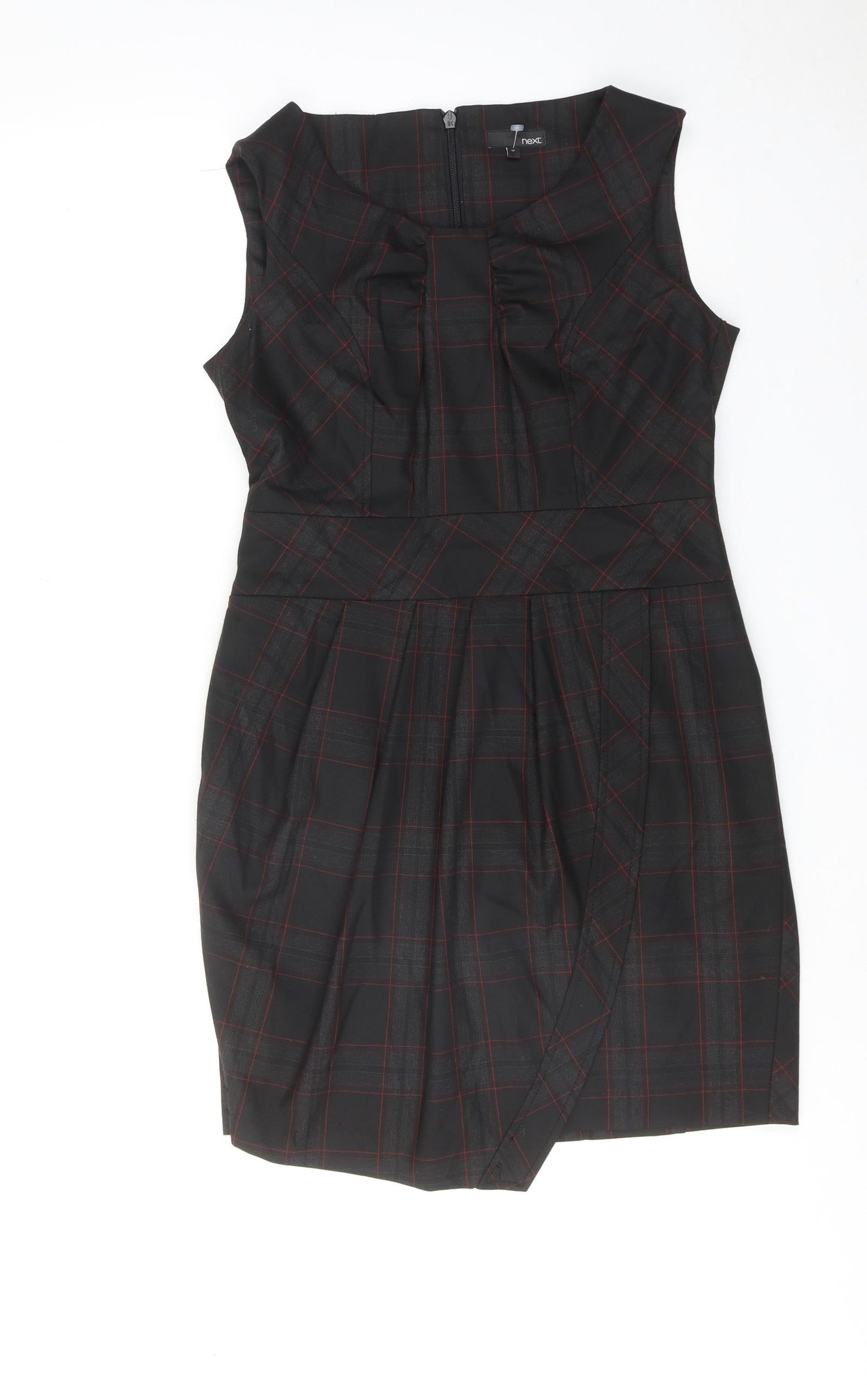 NEXT Womens Black Striped Polyester Shift Size 10 Round Neck Zip