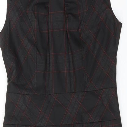 NEXT Womens Black Striped Polyester Shift Size 10 Round Neck Zip