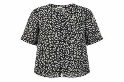 Preen/ Edition Womens Black Animal Print Polyester Basic Blouse Size 6 Boat Neck - Leopard Print