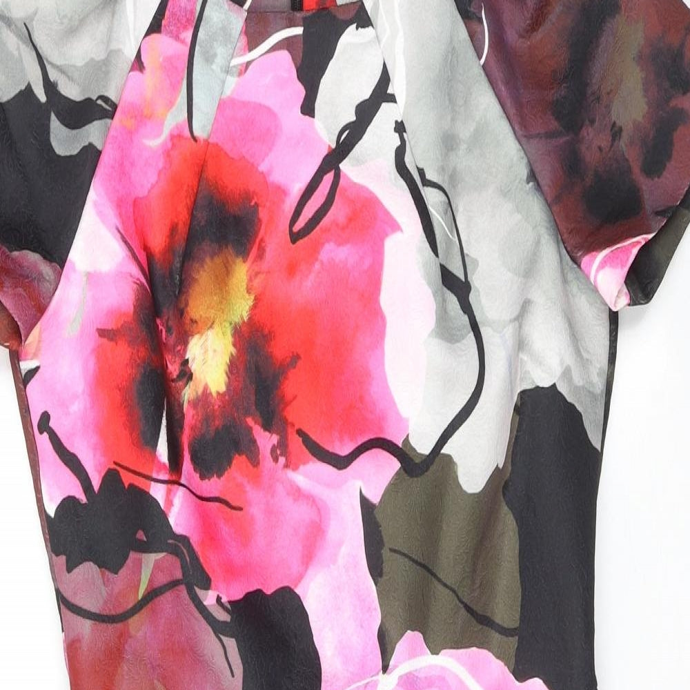 Coast Womens Multicoloured Floral Polyester Shift Size 10 Round Neck Zip