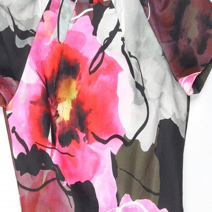 Coast Womens Multicoloured Floral Polyester Shift Size 10 Round Neck Zip