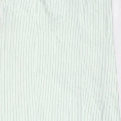 Bonmarché Womens Green Striped Cotton Tank Dress Size 10 V-Neck Pullover