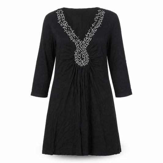 Julien Macdonald Womens Black Viscose A-Line Size 12 V-Neck Pullover