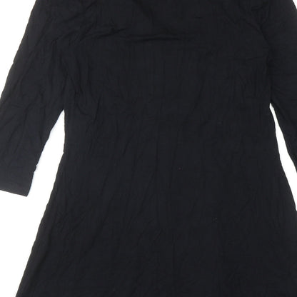 Julien Macdonald Womens Black Viscose A-Line Size 12 V-Neck Pullover