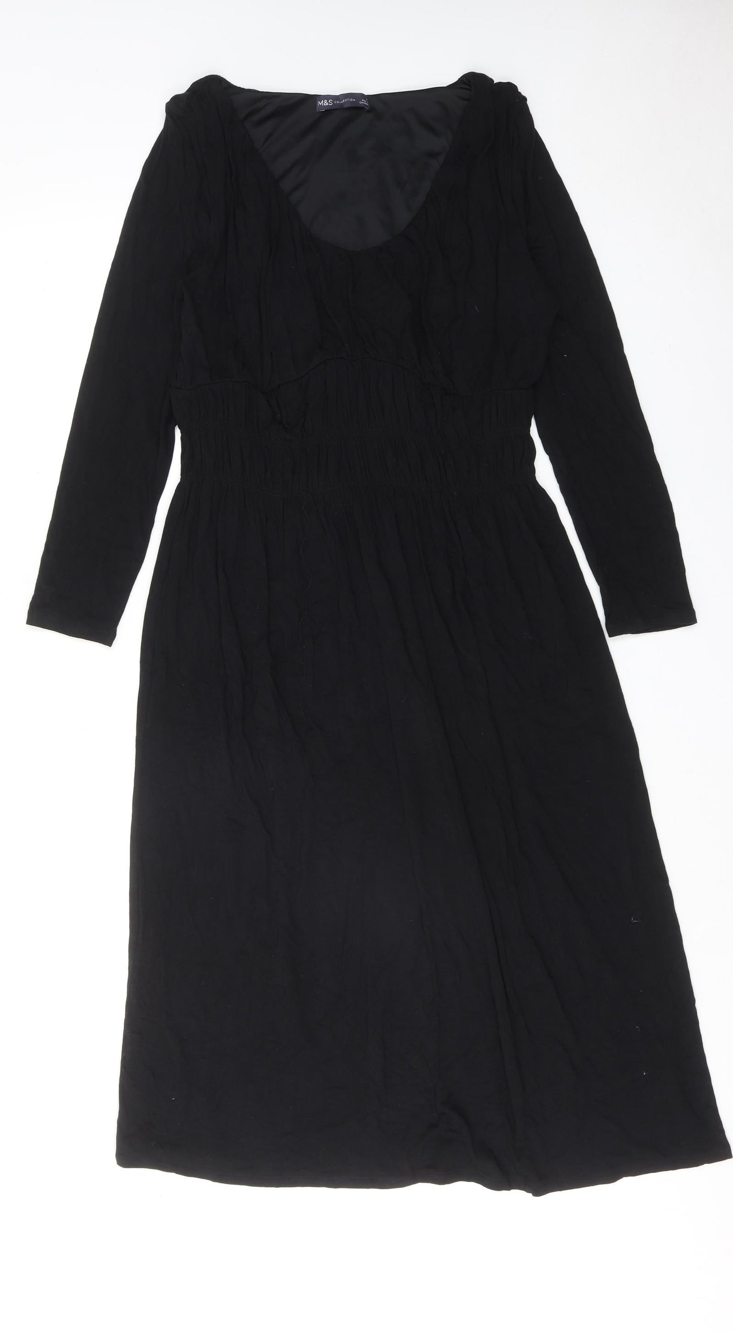 Marks and Spencer Womens Black Polyester A-Line Size 12 Round Neck Pullover