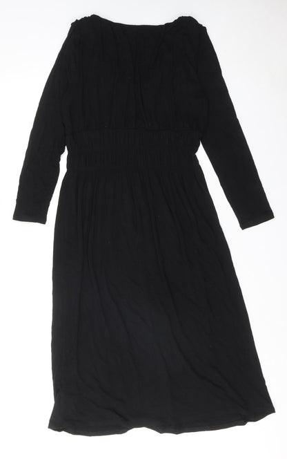 Marks and Spencer Womens Black Polyester A-Line Size 12 Round Neck Pullover