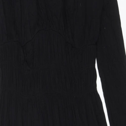 Marks and Spencer Womens Black Polyester A-Line Size 12 Round Neck Pullover