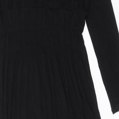 Marks and Spencer Womens Black Polyester A-Line Size 12 Round Neck Pullover
