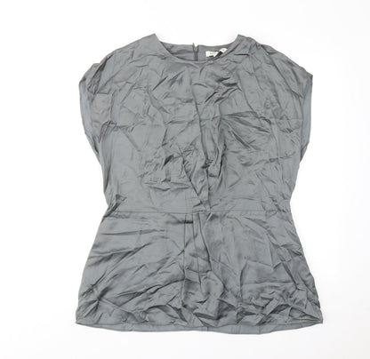 Autograph Womens Grey Viscose Basic Blouse Size 6 Round Neck