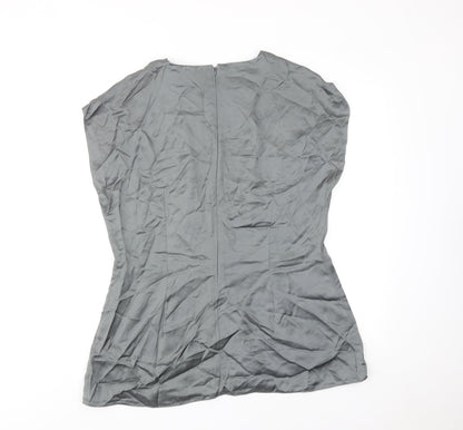 Autograph Womens Grey Viscose Basic Blouse Size 6 Round Neck