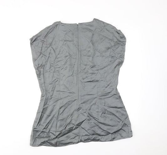 Autograph Womens Grey Viscose Basic Blouse Size 6 Round Neck