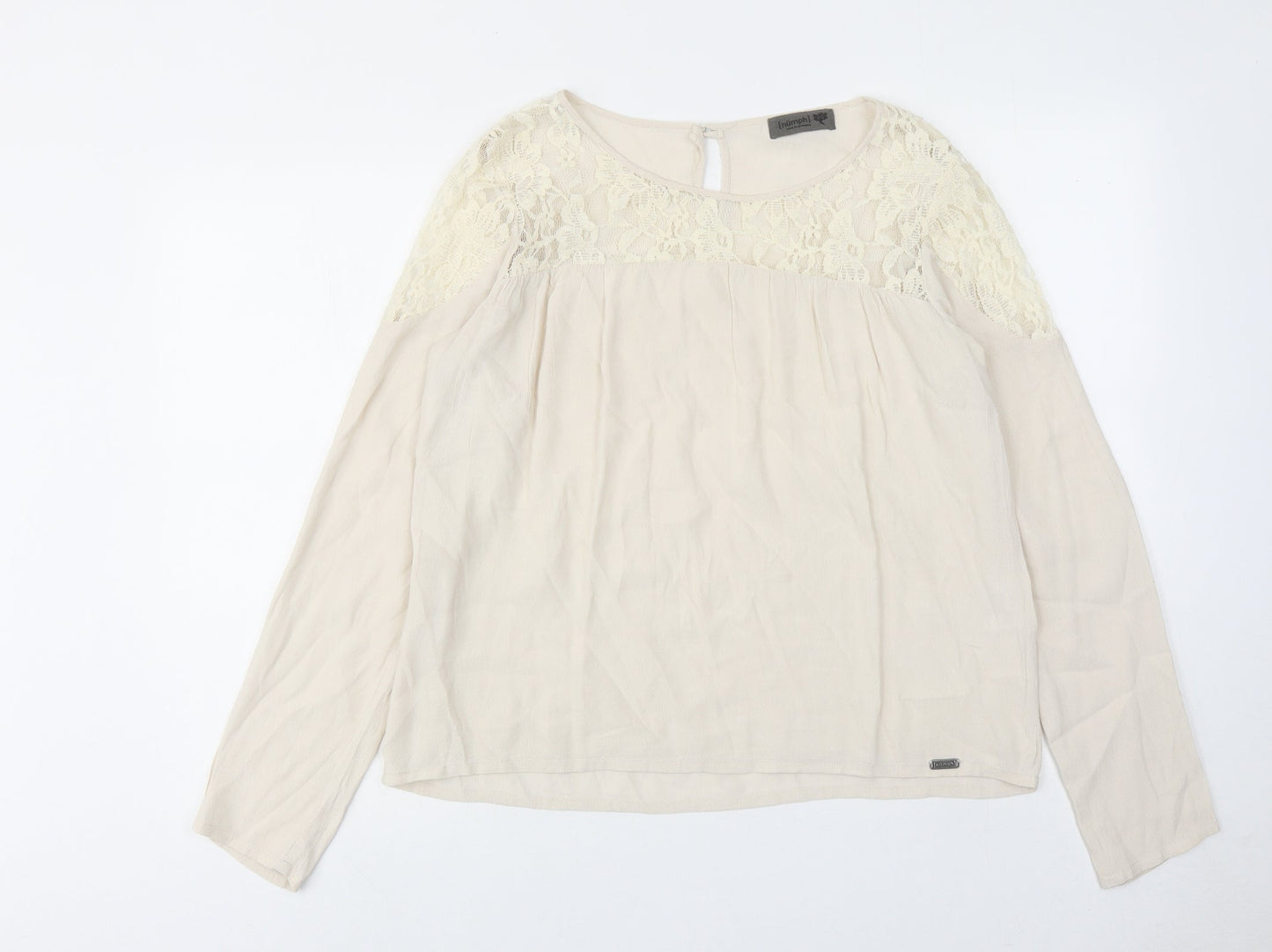 Womens UK Size 12 Numph Beige Basic Blouse