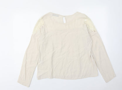 Womens UK Size 12 Numph Beige Basic Blouse