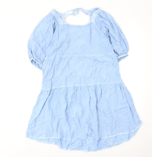 Influence Womens Blue Viscose A-Line Size 10 Square Neck Tie