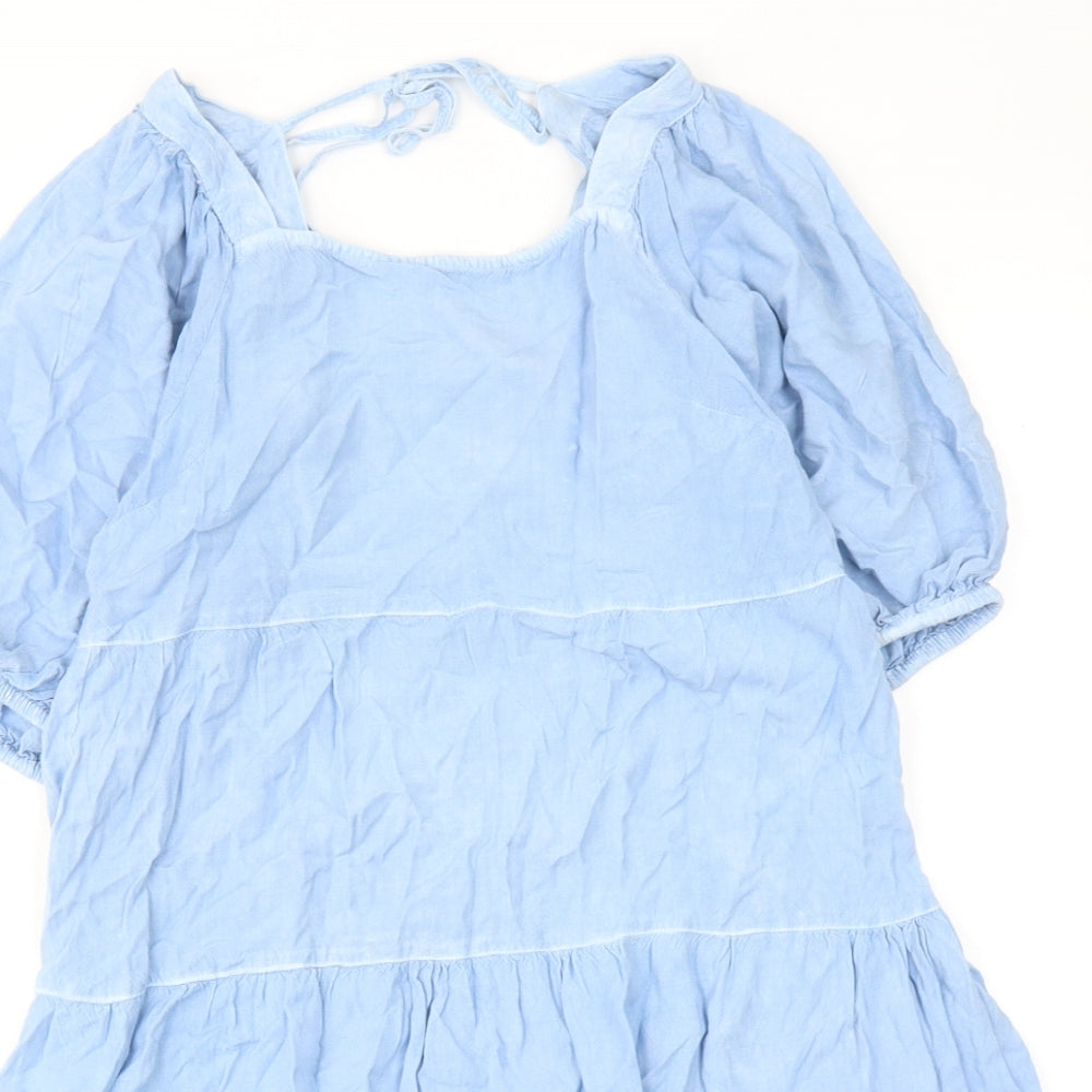 Influence Womens Blue Viscose A-Line Size 10 Square Neck Tie