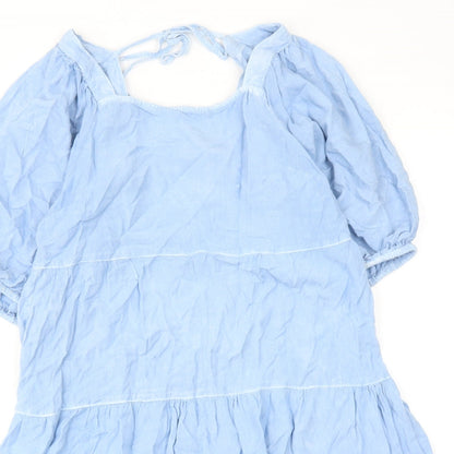 Influence Womens Blue Viscose A-Line Size 10 Square Neck Tie