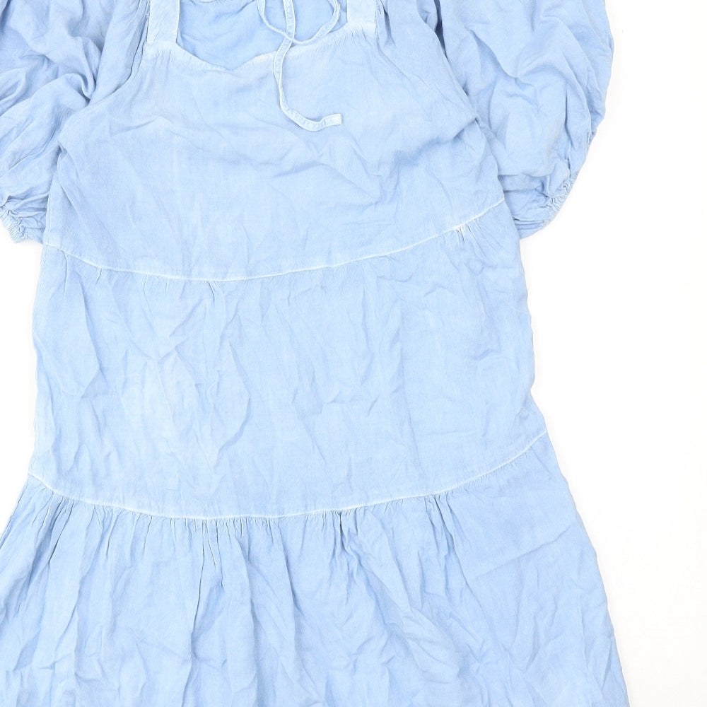 Influence Womens Blue Viscose A-Line Size 10 Square Neck Tie